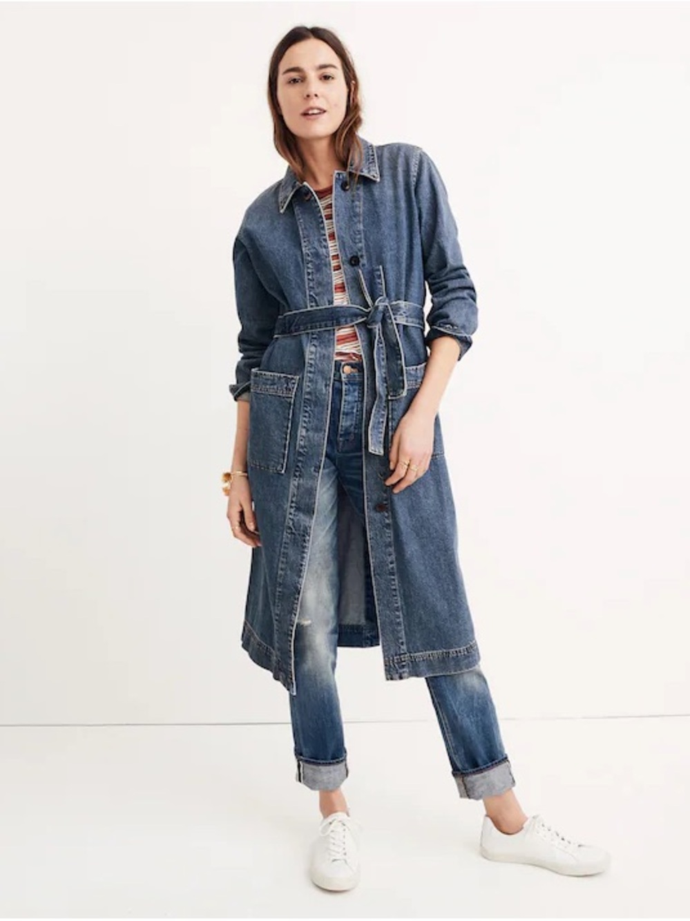 NWT Madewell Denim Duster Trench Coat Indigo Small